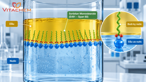 Ứng Dụng Sorbitan Monostearate (E491) Trong Hệ Nhũ Tương Chịu Nhiệt 7 Cơ chế nhũ hóa của E491