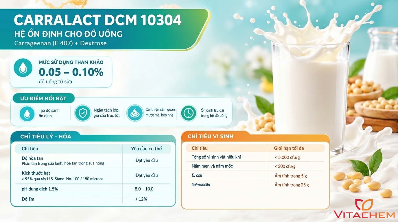 CarraLact DCM 10304 - Chất ổn định 4 Chỉ tiêu lý hóa và chỉ tiêu vi sinh CarraLact DCM 10304